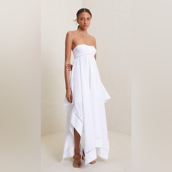 a.l.c. - blanca cotton maxi dress A.L.C. Blanca Asymmetric Crochet-Trimmed Cotton Maxi Dress - White